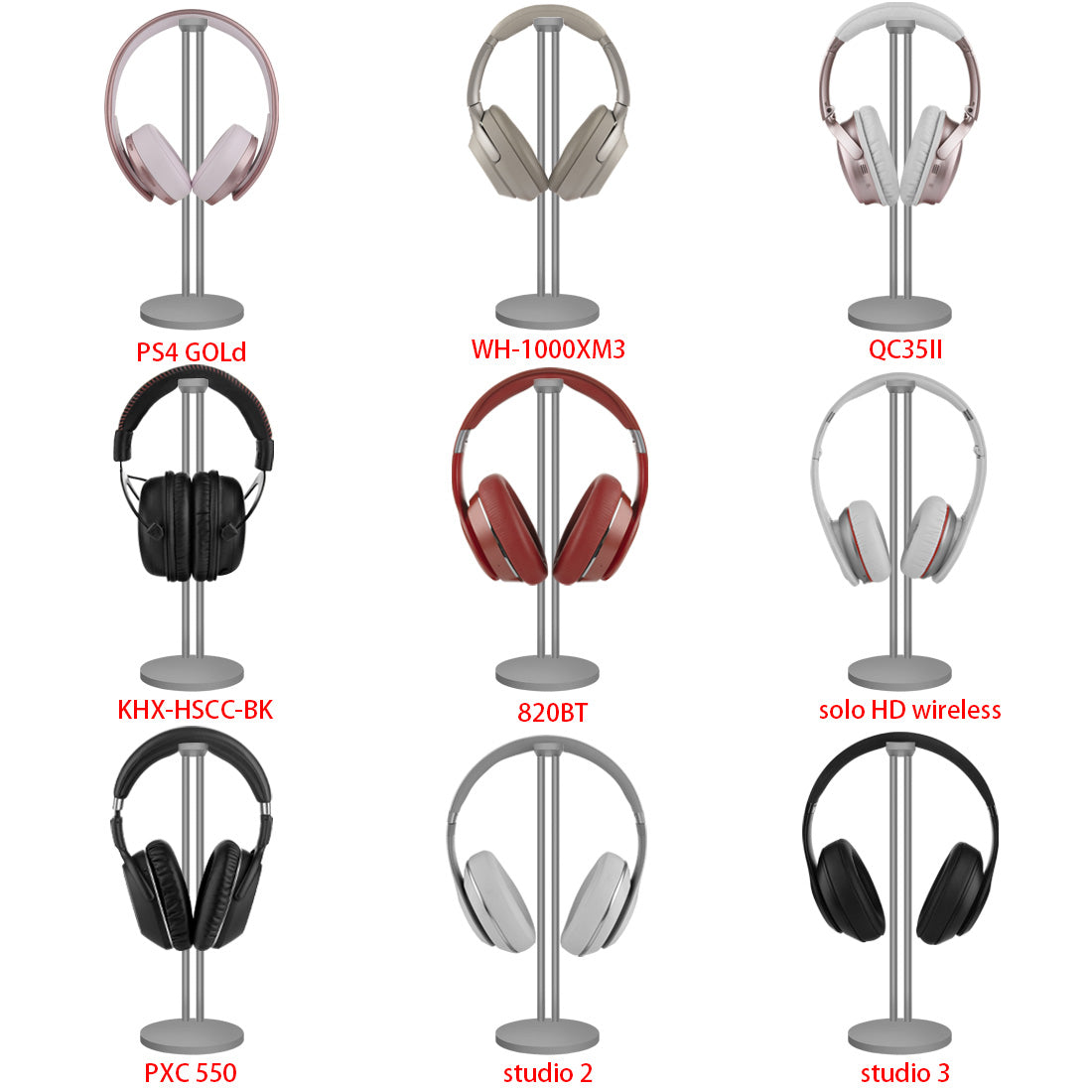 Geekria Aluminium Dubbele Hoofdtelefoonstandaard - Zwart, Voor Beats, Bose, Sony, Gaming Headsets