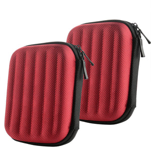 Geekria Shield Headphones Case for In-Ear Headphones, Replacement Hard Shell Travel Carrying Bag with Cable Storage, Compatible with Audio-Technica, Beats, JBL, Plantronics Headsets (2 Packs/Red)