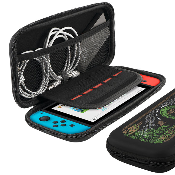 Geekria Carrying Case Compatible with Nintendo Switch and New Switch OLED Console Portable Travel Carry Case Shell Pouch with Pockets for Gaming Accessories Storage Bag (Black)