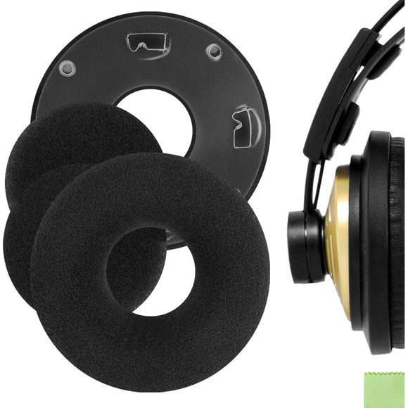 Geekria Comfort Velour Replacement Ear Pads for AKG K121, K121S, K141 MK II, K142 HD Headphones Ear Cushions, Headset Earpads, Ear Cups Cover Repair Parts (Black)