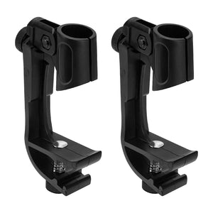 Geekria for Creators Drum Rim Microphone Clip, Universal Microphone Clamp Compatible with Shure SM57, SM58 Adjustable Drum Mic Clip, Shockproof Musical Instrument Supplies (Black / 2 Pack)