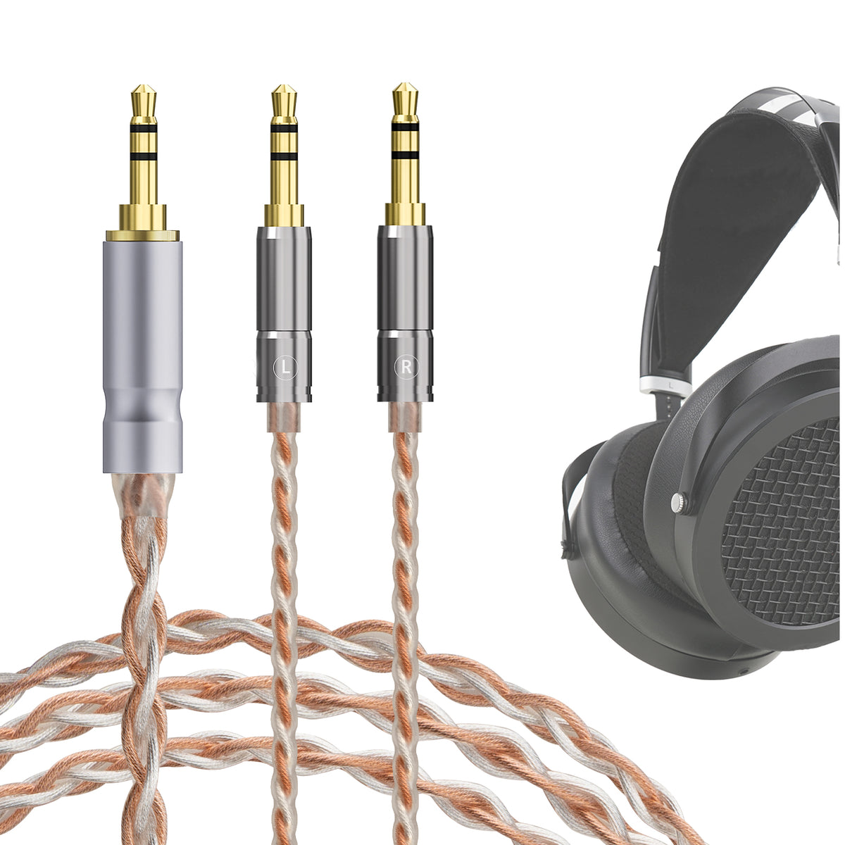 Apollo Copper Geekria Apollo Copper Silver Braid Upgrade Audio Cable Compatible with