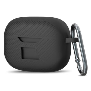 Geekria Silicone Case Cover Compatible with JBL Vibe Beam True Wireless Earbuds, Protective Earphones Skin Cover with Keychain Hook, Charging Port Accessible (Black)