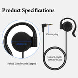 Geekria 3.5mm Single Side Earphone Earbud, One Ear Headphone Compatible with EXD-101 ATG-100T ELGT-470 Wireless Tour Guide System Receiver for Touring Groups, Radio, Podcast (Left / 3.3FT)
