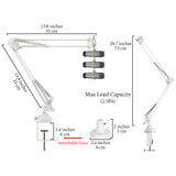 Geekria for Creators Microphone Arm Compatible with SAMSON Technologies Q2U, Q9U, Q7x, Q8x Mic Boom Arm Mount Adapter with Tabletop Flange Mount, Mic Scissor Arm, Desk Mount Holder (White)