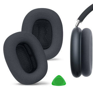 Geekria Comfort Mesh Fabric Replacement Ear Pads Compatible with Apple AirPods MAX (A2096), AirPods MAX2 (A3184) Headphones, Ear Cushions, Repair Parts (Midnight)