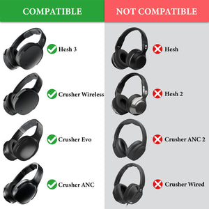 Geekria Comfort Mesh Fabric Ear Pads for Skullcandy Crusher Wireless, Crusher Evo, Crusher ANC, Hesh 3 Headphones Ear Cushions, Headset Earpads, Ear Cups Cover Repair Parts (Black)