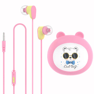 Geekria Kids Wired Earbuds with Mic for School and Online Class, Children's 3.5mm Jack In-Ear Earphone with 85dB Volume Limit for Small Ears, Storage Case Included (Pink)