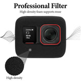 Geekria for Creators Windslayer Cover Wind Muff Compatible with Insta360 Ace Pro 2, Ace Pro, Ace Action Camera, Housing Frame Case, Video Noise Reduction Sponge Accessories (Black / 2 Pack)