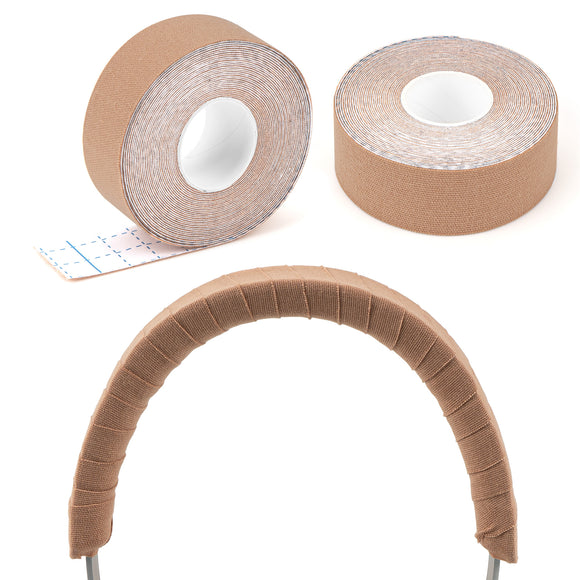 Geekria Headphones Headband Repair Wrap, Headset Head Cover Compatible with Sony WH-1000XM5, Skullcandy Crusher ANC, Soundcore Life Q20, Easy DIY Installation (Khaki/ 2 Pcs)