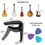 Geekria 3IN1 Guitar Capo, Zinc Alloy Metal Capo for Acoustic and Electric Guitars, Ukulele, Mandolin, Classical Guitar Accessories (Gun Color)