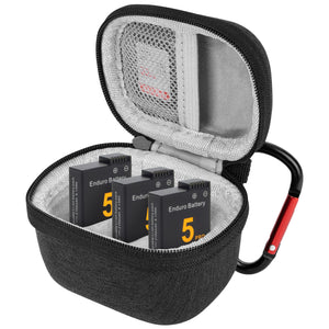 Geekria Mini Storage Carrying Case Compatible with GoPro Hero 13, 12, 11, 10, 9, 8 and DJI Osmo Action 5 Pro, 4, 3 Battery, Portable Easy Carrying Travel Bag, Camera Accessories (Gray)