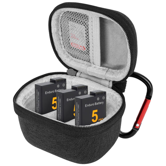Geekria Mini Storage Carrying Case Compatible with GoPro Hero 13, 12, 11, 10, 9, 8 and DJI Osmo Action 5 Pro, 4, 3 Battery, Portable Easy Carrying Travel Bag, Camera Accessories (Gray)