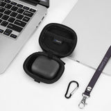 Geekria Shield Earbuds Case Compatible with Soundcore by Anker Liberty 4, 3 Pro, Life P3, Space A40, Replacement Hard Shell Travel Carrying Bag with Carabiner Clip (Black)