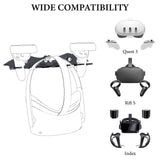 Geekria VR Wall Mount Stand Compatible with Meta Quest 3/Quest Pro/Quest 2/Valve Index/HTC Vive/PlayStation VR Game Accessories Storage Stand Holder Hook VR Headset (Black)