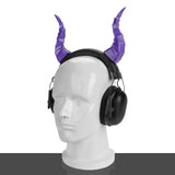 Geekria 3D Printed Demon Horns for Over Ear Headphone, Handmade Devil Horns Headband, Headphone Adjustable Accessories, Cosplay Ears Attachment in Various Dress Up Party Halloween (Purple)