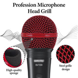 Geekria for Creators Microphone Replacement Grille Compatible with Shure SM58, SM58-LC, SM58S, BETA 58A, SV100 Mic Head Cover, Microphone Ball Head Mesh Grill, Capsule Parts (Red / 2 Pack)
