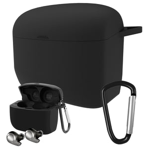 Geekria Silicone Case Cover Compatible with Jabra Elite Active 65t True Wireless Earbuds, Earphones Skin Cover, Protective Carrying Case with Keychain Hook, Charging Port Accessible (Black)