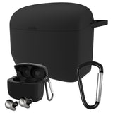 Geekria Silicone Case Cover Compatible with Jabra Elite Active 65t True Wireless Earbuds, Earphones Skin Cover, Protective Carrying Case with Keychain Hook, Charging Port Accessible (Black)