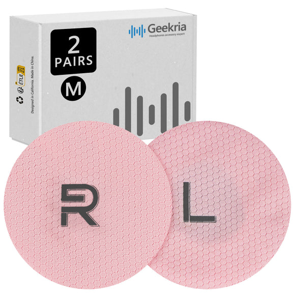 Geekria 2 Pairs Flex Fabric Headphones Ear Covers, Washable & Stretchable Sanitary Earcup Protectors for Over-Ear Headset Ear Pads, Sweat Cover for Warm & Comfort (M / Pink)