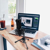 Geekria for Creators Tabletop Tripod Mic Stand Compatible with ATH AT2020, AT2020USB, AT2035, AT2050, ATR2500x Microphones, Desktop Mic Stand with Foldable Non-Slip Feet