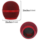 Geekria for Creators Microphone Replacement Grille Compatible with Shure SM58, SM58-LC, SM58S, BETA 58A, SV100 Mic Head Cover, Microphone Ball Head Mesh Grill, Capsule Parts (Red / 2 Pack)