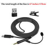 Geekria USB-C to 2.5mm Boom Mic Cable for Sennheiser HD 598/599/560 S/400 PRO Gooseneck Gaming Headset Adapter with USB-A Converter, Inline Controls, 7.1 Surround Sound Switch, 5.6ft (Black)