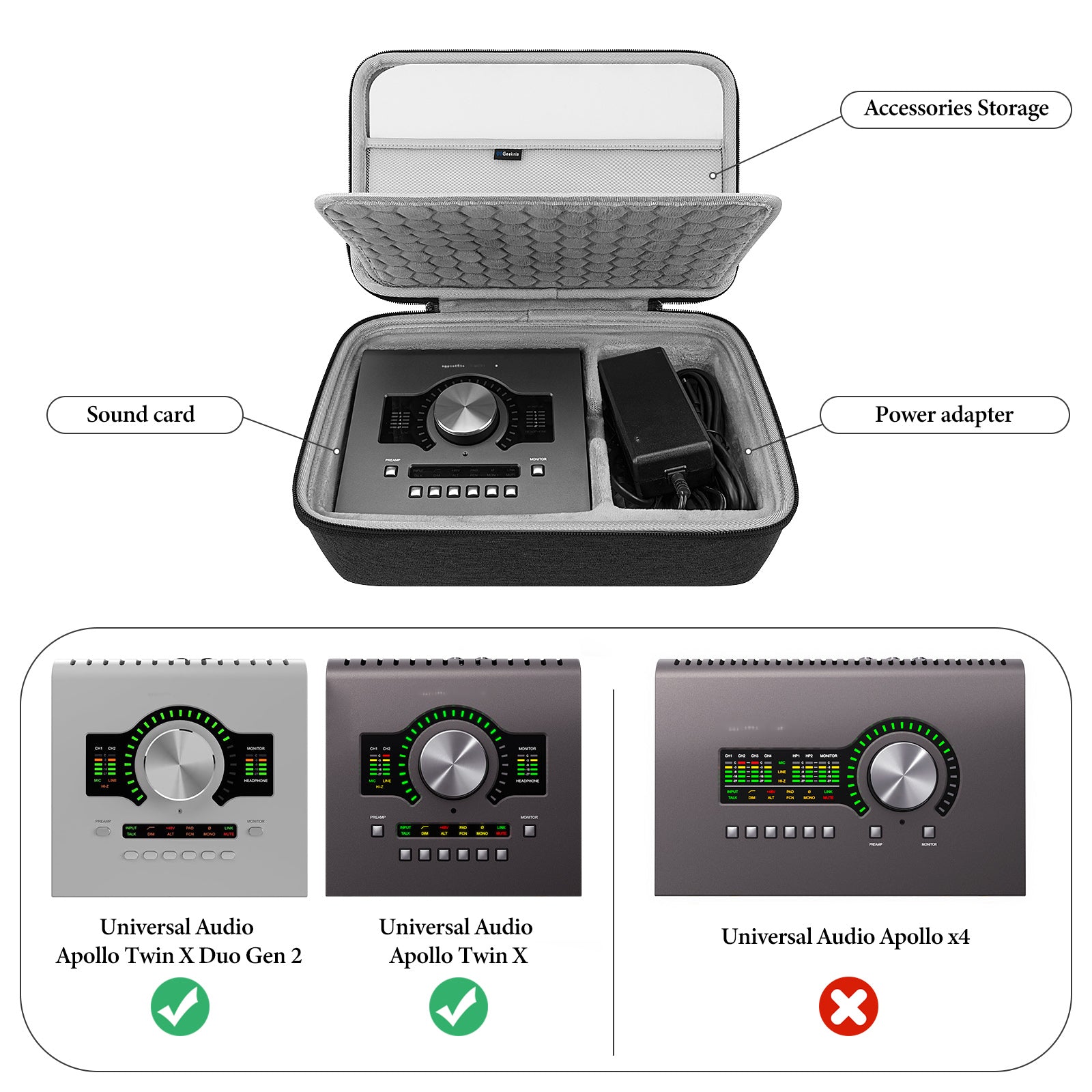 Geekria Audio Interface Carrying Case, Compatible with Universal Audio
