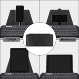 Geekria Compact Keyboard Case, Vegan Leather Travel Case with Phone and Tablet Holder, Keyboard Case Compatible with Magic Keyboard, Logitech K380/Pebble Keys 2 K380s (Dark Grey)