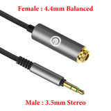 Geekria 3.5mm (1/8'') Stereo Male to 4.4mm Balanced Female Adapter Cord / 5 Cores Conversion Audio Cable, Headphones Plug Adapter, Aluminum Alloy Audio Plug, PP Yarn Braided Upgrade Cable (0.5ft)