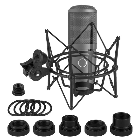 Geekria for Creators Microphone Shock Mount Compatible with AKG P120, P220, P420, P820 Mic Anti-Vibration Suspension Adapter Clamp Mic Holder Clip (Black / Metal)