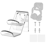Geekria Wall Mount Controller & Headphone Holder, Acrylic Dual Storage Hook, Wall Mounted Gamepad Stand for 8BitDo Pro 2, Ultimate, Space Saving Gaming Accessories (Clear)