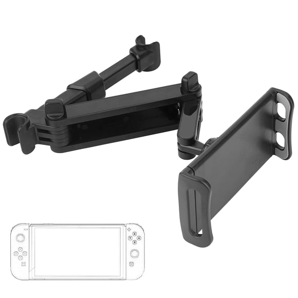 Geekria Car Headrest Mount, Angle Adjustable Headrest Mount Compatible with Nintendo Switch/Switch OLED/Switch Lite, Game Accessories Universal Holder for Car Backseat