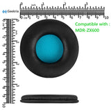 Geekria QuickFit Replacement Ear Pads for SONY MDR-ZX600 Headphones Ear Cushions, Headset Earpads, Ear Cups Cover Repair Parts (Black Blue)
