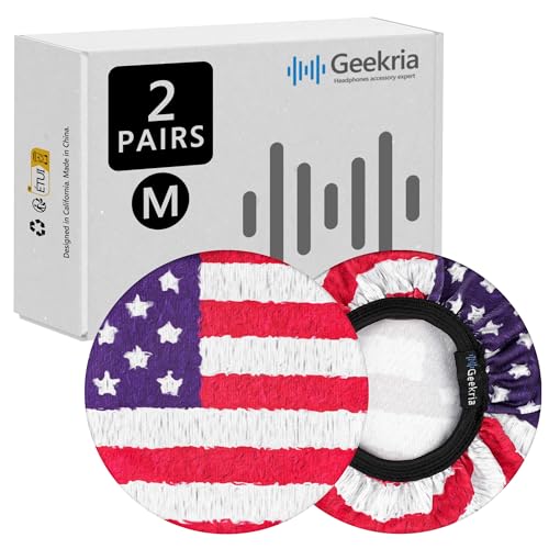 GEEKRIA 2 Pairs Medium Flex Fabric Washable Headphone Covers