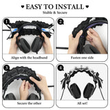 Geekria Cute Bow Headband Cover for Gaming Headset & Over-Ear Headphones, Compatible with Bose, Skullcandy, Razer and More, Decorative Soft Padded Sleeve (Black White)