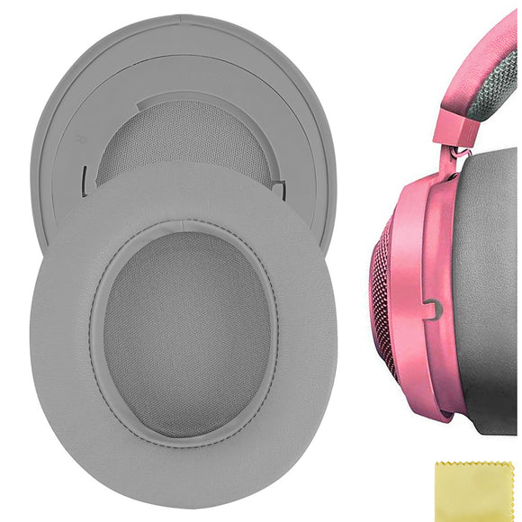 Geekria QuickFit Replacement Ear Pads for Razer Kraken Pro V2, Kraken 7.1 V2, Stormtrooper / Pewdiepie Edition Headphones Ear Cushions, Headset Earpads, Ear Cups Cover Repair Parts (Grey)