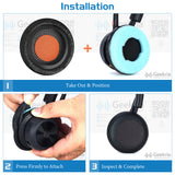 Geekria Replacement Ear Pads for Poly Blackwire Series 3310, 3315, 3325, 3320, C215, C225, C310, C320, C420, C3210, C3220, C3215, C3225 Headphones (Excluding Sponge), Ear Cushions (Black)