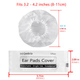 Geekria 50 Pairs Individually Wrapped Disposable Headphones Ear Cover for Over-Ear Headset Earcup, Stretchable Sanitary Ear Pads Cover, Hygienic Ear Cushion Protector (M / White)