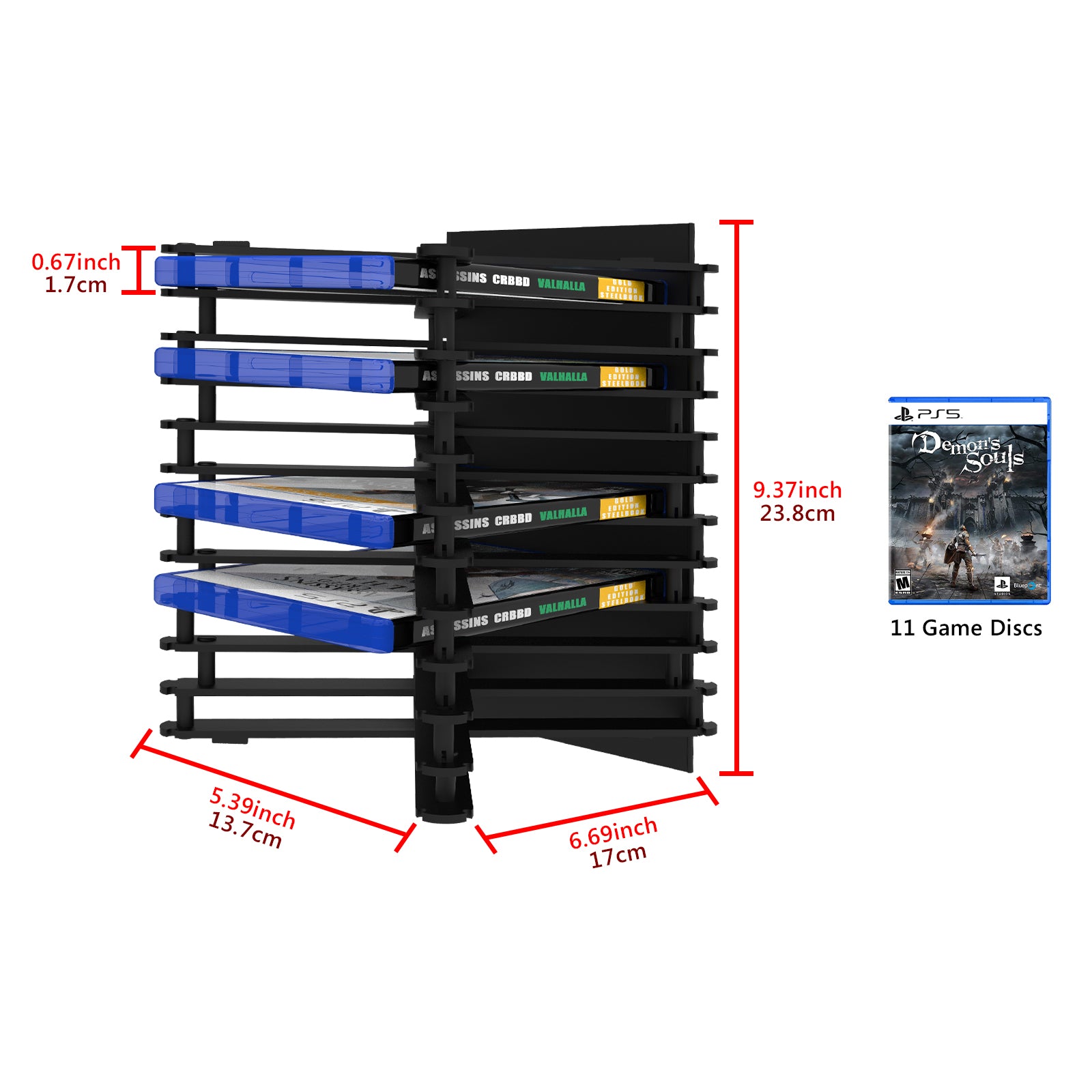 Geekria Discs Storage Box Rack Tower, Foldable PS5 Games