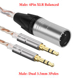 Geekria Apollo 4Pin XLR to Dual 3.5mm Silver-Plated Upgrade Audio Cable Compatible with HIFIMAN SUSVARA UNVEILED, SUNDARA HE1000se, Denon AH-D9200 AH-D7200 AH-D5200 AH-D600 Headphones (4.9ft/1.5m)