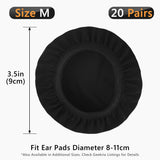 Geekria 20 Pairs Flex Fabric Headphones Ear Covers - Product Safety Certified - Washable & Stretchable Earcup Protectors for Over-Ear Headsets, Sweat Pads for Gym (Size M/Black)
