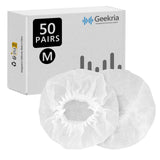 Geekria 50 Pairs Individually Wrapped Disposable Headphones Ear Cover for Over-Ear Headset Earcup, Stretchable Sanitary Ear Pads Cover, Hygienic Ear Cushion Protector (M / White)
