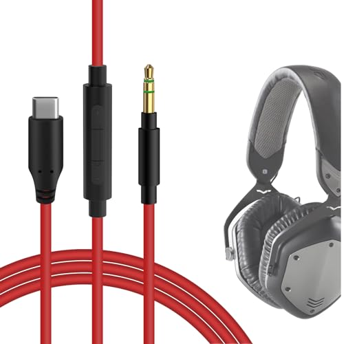 Geekria USB-C Digital to Audio Cable with Mic Compatible with V-MODA Crossfade LP, Crossfade 2, XS, V-80 Cable, Replacement Type-C Audio Cord with Inline Microphone and Volume Control (5.6ft/1.7m)