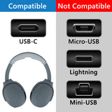 Geekria Type-C Headphones Charger Cable Compatible with Skullcandy Rail ANC Indy Fuel Indy ANC Crusher Evo Crusher ANC Charger, USB-C to USB-C Replacement Power Charging Cord (1ft/30cm 2 Pack)