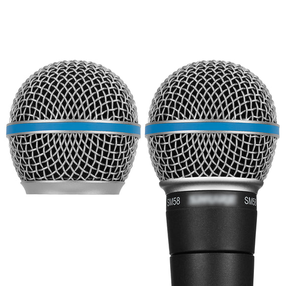 Geekria for Creators Microphone Replacement Grille for Shure SM58, SM58-LC, SM58S, BETA 58A, SV100, PGX24, SLX4 Mic Head Cover, Microphone Ball Head Mesh Grill, Capsule Parts (Silver / 2 PACK)