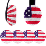 Geekria 2 Pairs Flex Fabric Headphone Ear Covers - Product Safety Certified - Washable & Stretchable Protectors for Over-Ear Headsets, Sweat Pads for Gym, Gaming (M/America Flag Pattern)