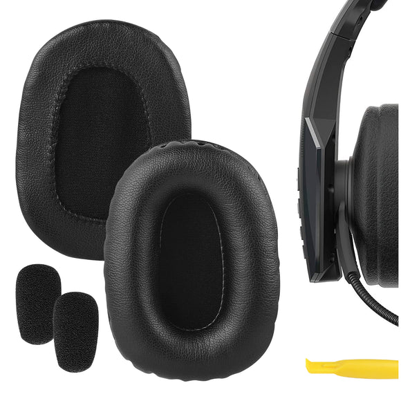 Geekria QuickFit Replacement Earpads + Mic Windscreen Foam Compatible with BlueParrott B450-XT, B450XT Headphones Mic Foam Cover + Ear Cushions / Cushion Pad Repair Parts (Black)
