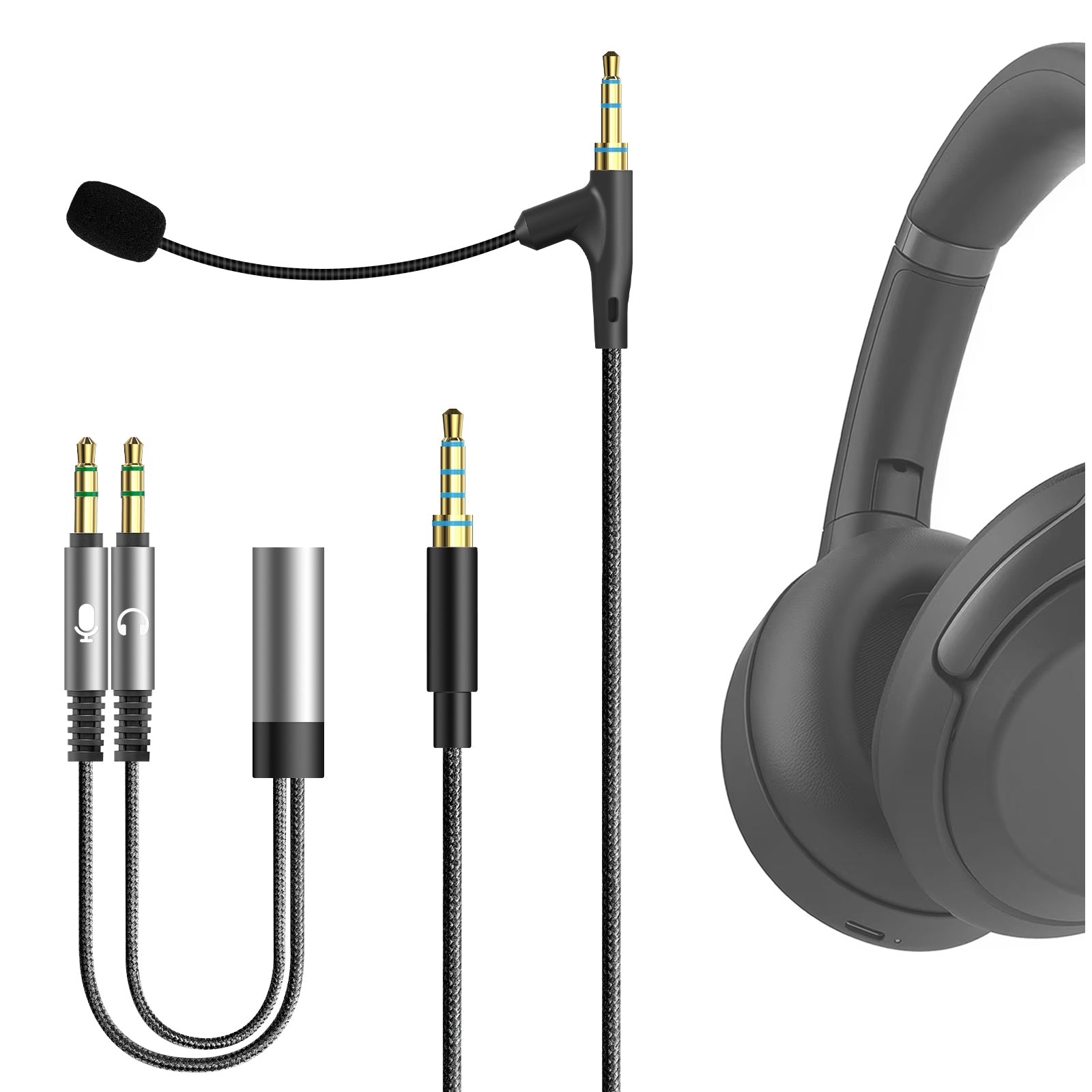 Geekria Boom Mic Headphones Cable Compatible with Sony WH
