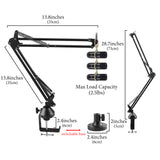 Geekria for Creators Microphone Arm, Mic Boom Arm Mount with Table Flange Mount Adapter, Suspension Stand Desk Mount Holder Compatible with Takstar, Sennheiser, TZ, Nady, APEX, Avantone, GAUGE